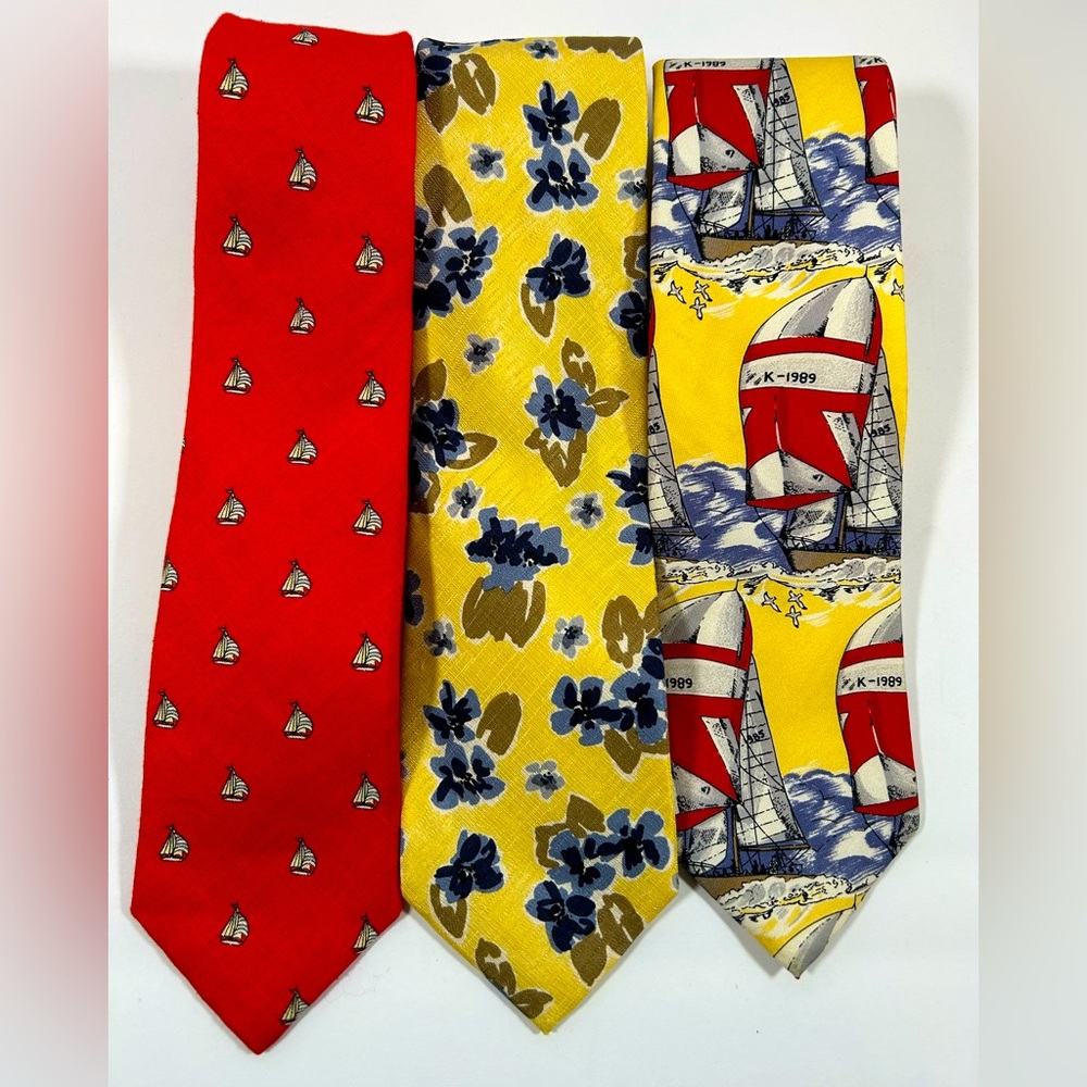 Vintage Lands’ End Charter Collection Tie/Neck Ties Set of 3